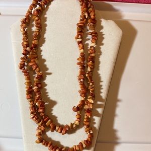 Long 48" Butterscotch Amber Graduated Nugget Bead Necklace